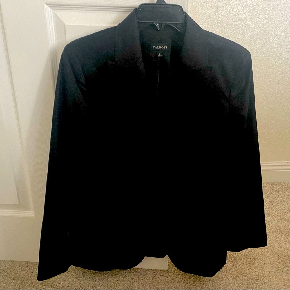 Talbots Black Lined Blazer SZ 12 Xlnt Condition